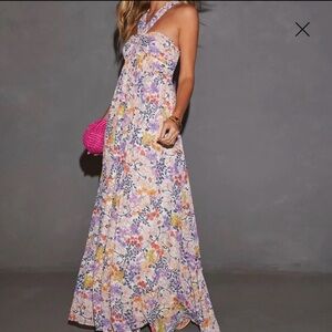 Vici Aulani Halter Neck Printed Empire Maxi Dress- Small